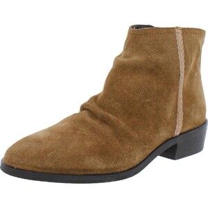 Journee Signature Women Brown Suede Back Zip Ankle Bootie 6.5